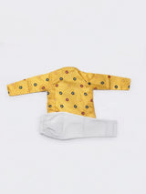 Yellow Bandhani Print Kurta Pajama Set for Boys