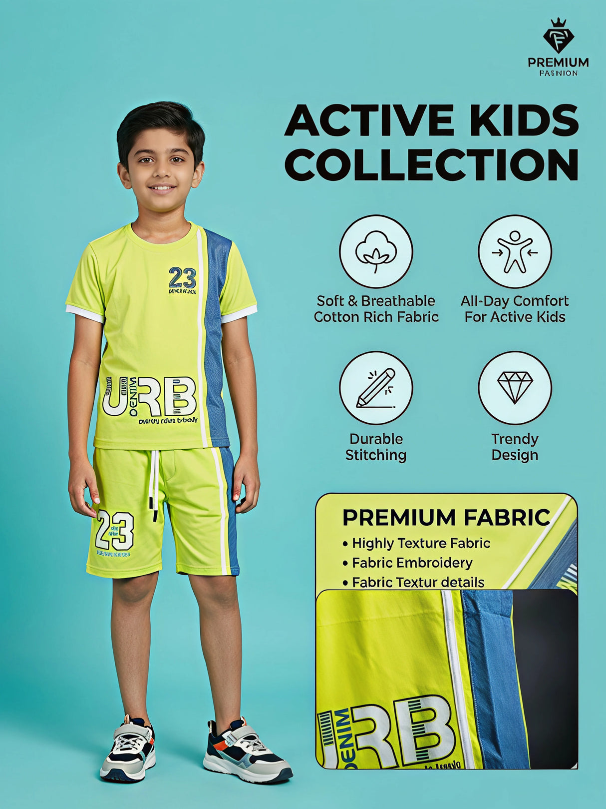 Boys Lime Green Urban Sports 23 Coordinate Set