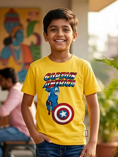 Boys Yellow Captain America Graphic T-Shirt