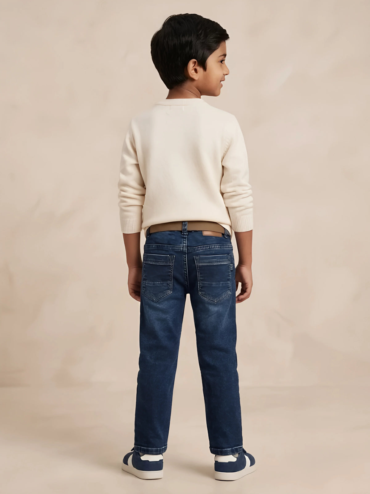 Boys Dark Blue Regular Fit Jeans.