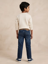 Boys Dark Blue Regular Fit Jeans.