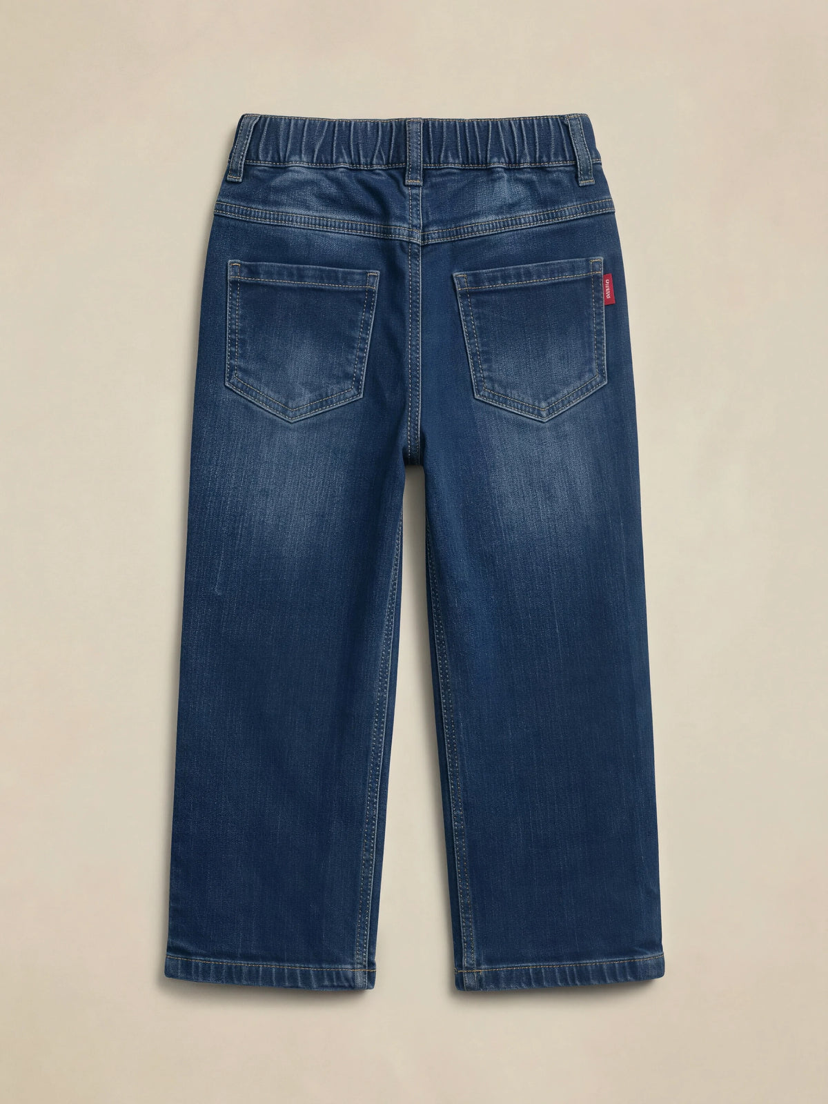 Girls Blue Embroidered Wide-Leg Casual Pants.