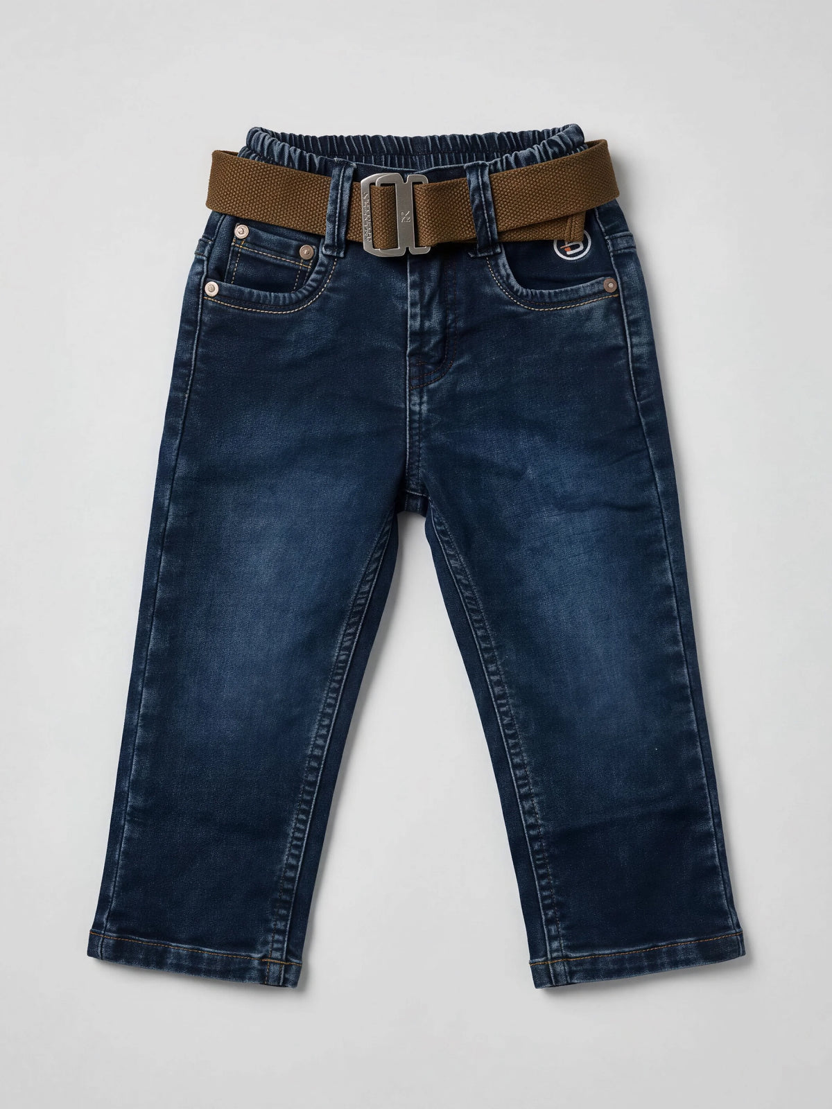 Boys Dark Blue Regular Fit Jeans.