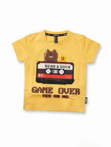 Yellow Graphic Print Cotton T-Shirt Kids Casual Wear