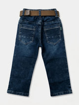 Boys Dark Blue Regular Fit Jeans.