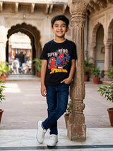 Boys Black Spider-Man Graphic Cotton T-Shirt