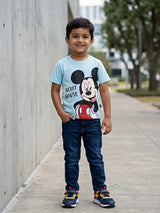 Boys Light Blue Mickey Mouse Graphic T-Shirt