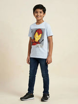 Boys Light Blue Iron Man Graphic T-Shirt