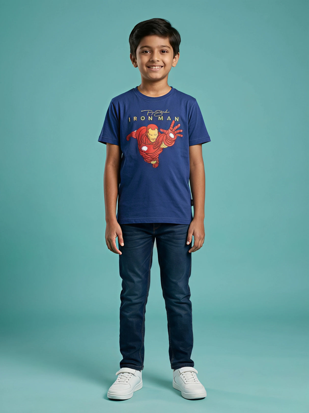 Boys Navy Blue Iron Man Graphic T-Shirt