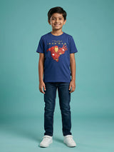 Boys Navy Blue Iron Man Graphic T-Shirt