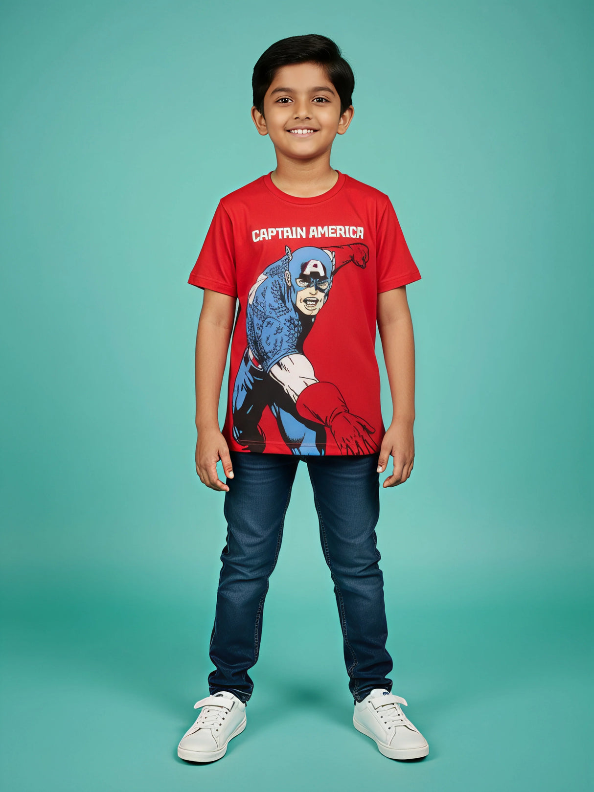 Boys Red Captain America Graphic T-Shirt