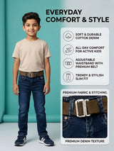 Boys Dark Blue Regular Fit Jeans.