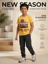 Yellow Graphic Print Cotton T-Shirt Kids Casual Wear