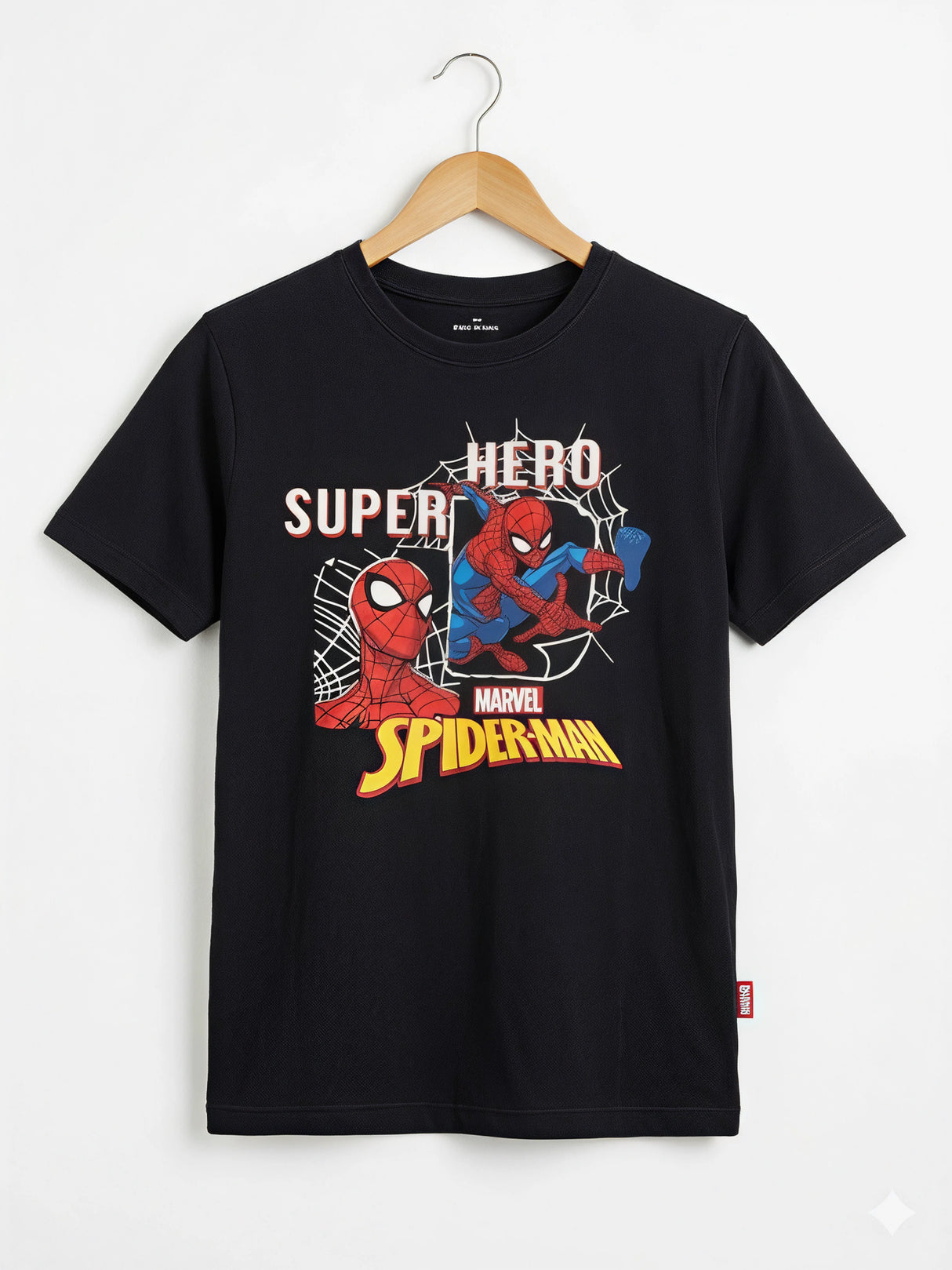 Boys Black Spider-Man Graphic Cotton T-Shirt