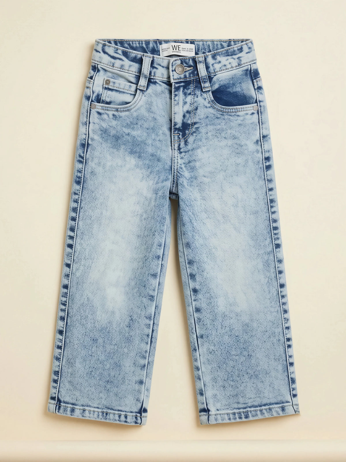 Girls Light Blue Straight Fit Casual Denim Pants