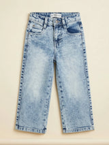 Girls Light Blue Straight Fit Casual Denim Pants