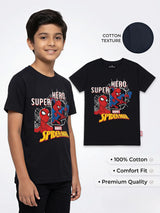 Boys Black Spider-Man Graphic Cotton T-Shirt