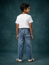 Boys Blue Elastic Waistband Denim Jeans.