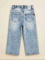 Girls Light Blue Straight Fit Casual Denim Pants