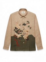 Boys Cream Printed Casual Shirt