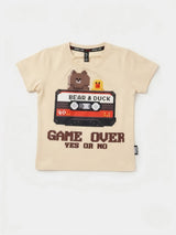 Cream Bear and Duck Graphic T-Shirt Kids Casual Wear