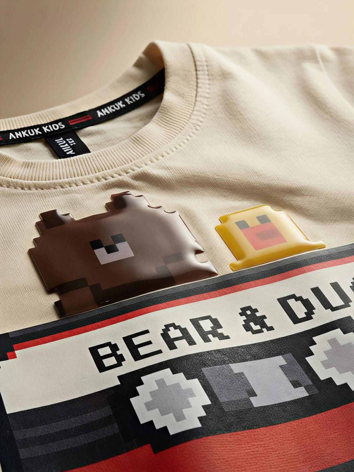 Cream Bear and Duck Graphic T-Shirt Kids Casual Wear