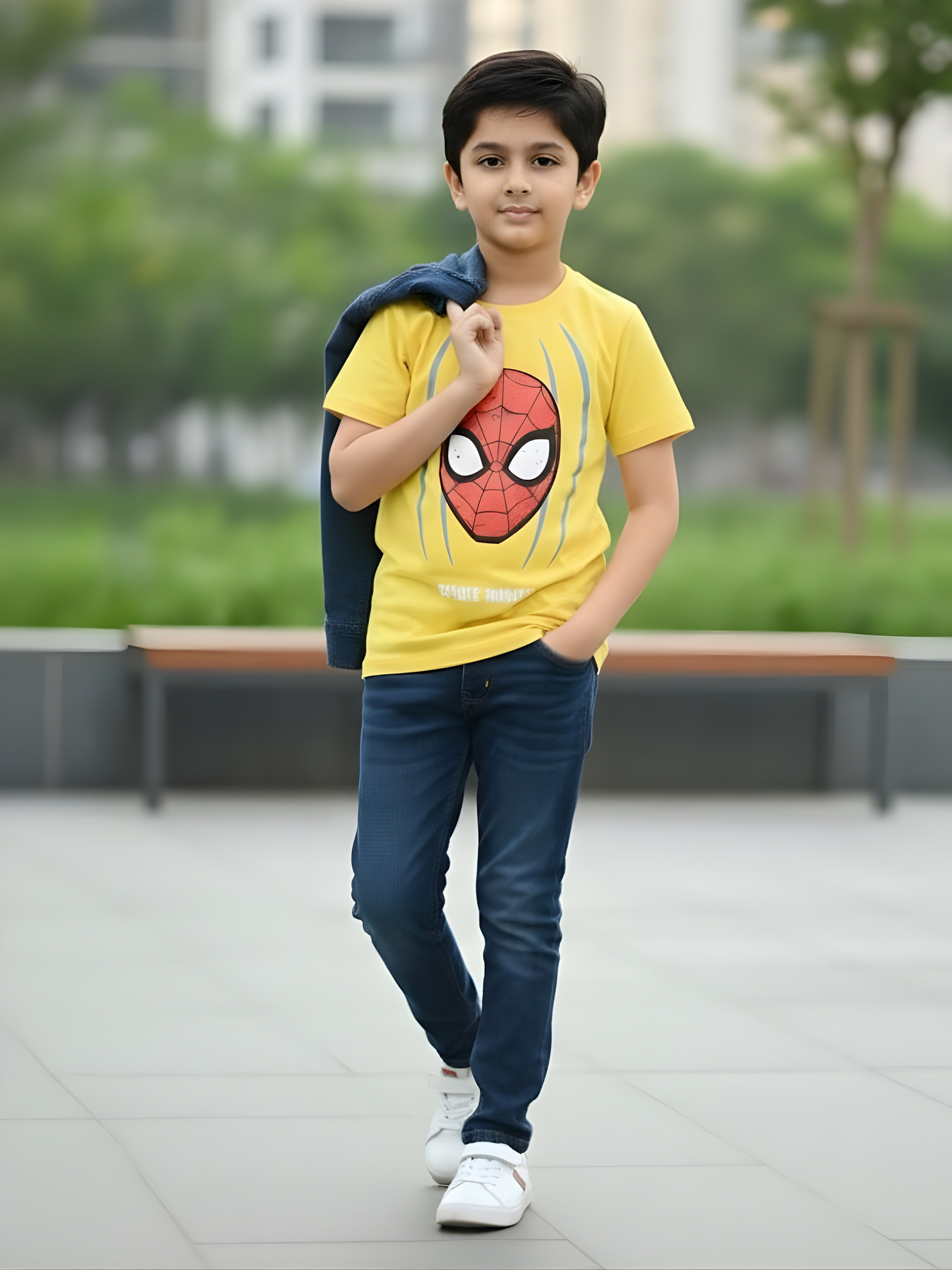 Boys' "Web-Slinger Mask" Graphic Tee - Yellow