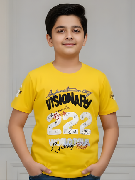 Boys' Yellow "VISIONARY" Multi-Graphic T-Shirt