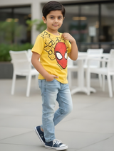 Boys' Yellow Marvel Spider-Man Mask Graphic T-Shirt.