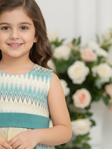 Girls Casual Printed Cotton Frocks - Blue