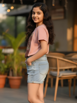 Girls' Dusty Rose Graphic Print Cotton Top