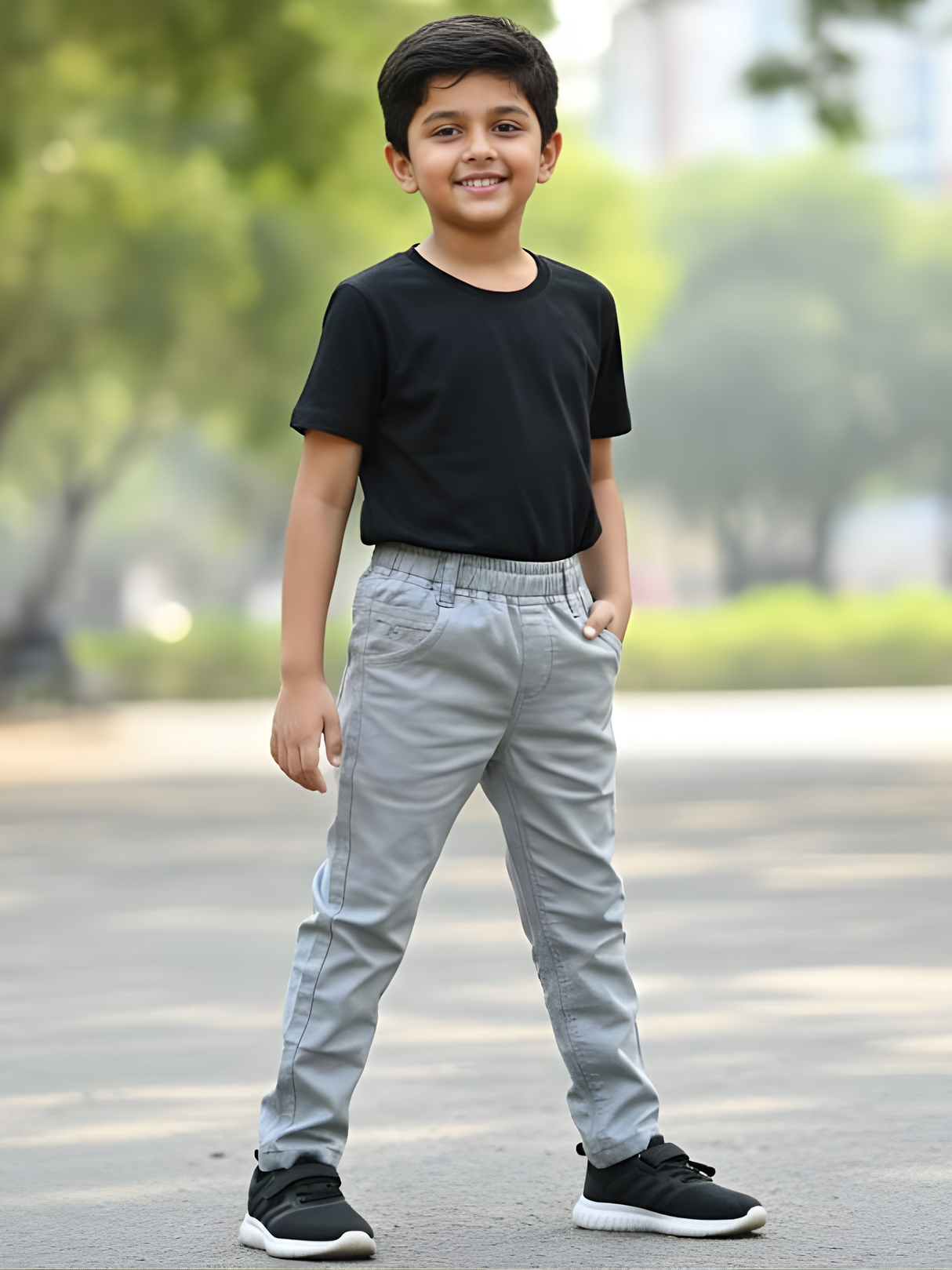 Boys Premium Grey Slim Fit Stretchable Jeans Casual Pants