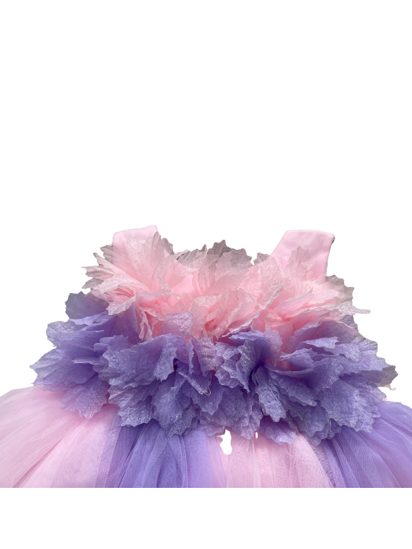 Baby Girl Pink Dress – Ruffled Bodice with Multi-Layered Tulle Skirt