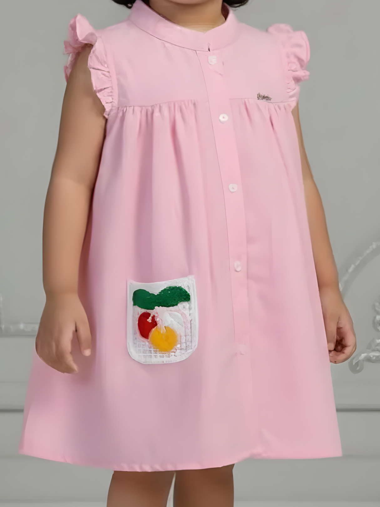 Sweet Pink Mandarin Collar Frock