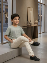 Kids Green T-Shirt – "LIFESTYLE" Embossed Design