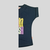 Girls' Graphic T-Shirt – “Fun & Fresh” Bold Color Block Print - Blue
