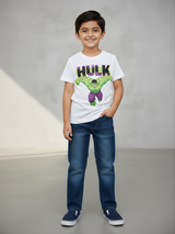 Kids' Marvel Hulk Graphic T-Shirt - White Cotton Tee.