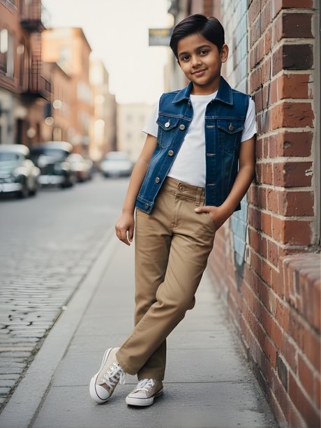 Boys' Classic Cream Cotton Pants with Elasticated Waist.