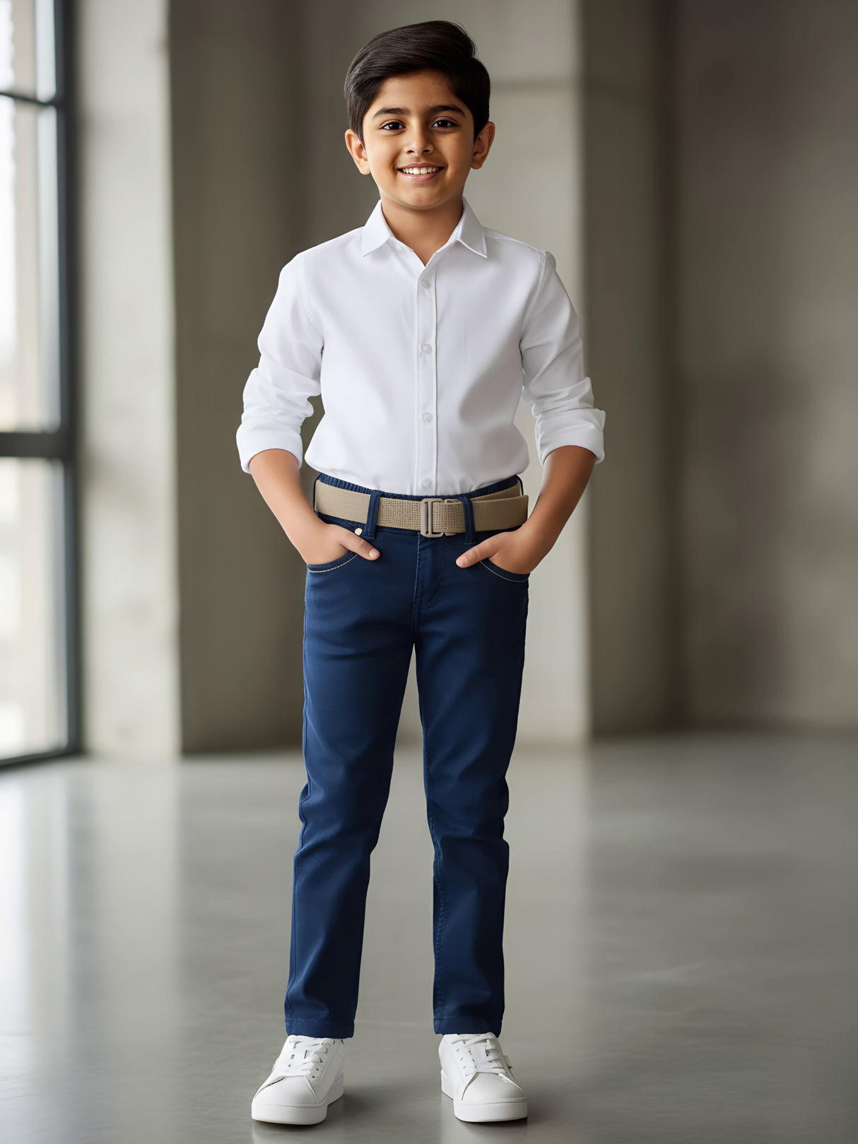 Boys Navy Blue Regular Fit Stretchable Jeans