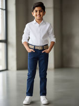 Boys Navy Blue Regular Fit Stretchable Jeans