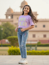 Girls Purple "Girl Power" Graphic Boxy Crop Top