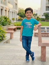 Boys Green Graphic Print Cotton T-Shirt
