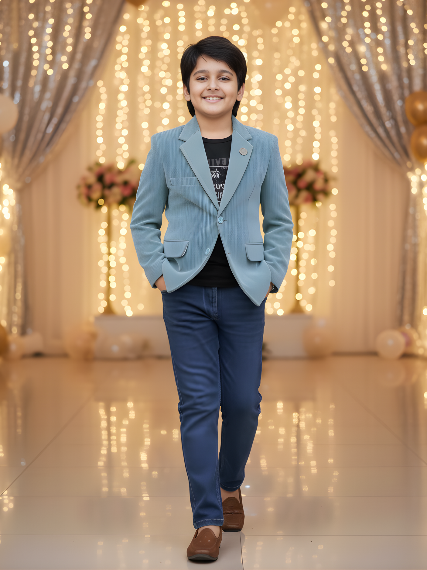 Boys' Light Blue Corduroy Sport Coat / Casual Blazer