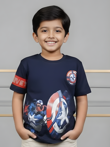 Boys' Navy Blue Captain America vs. Villain Graphic T-Shirt