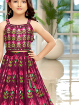 Girls' Elegant White Multi-Thread Work Lehenga Choli