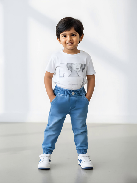 Boys Light Blue Denim Jogger Jeans