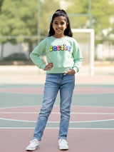 Girls' Mint Green "Bestie" Graphic Sweatshirt