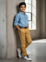 Boys' Cotton Casual Trousers with Stylish Belt