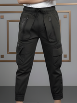 Boys' Urban Edge Black Multi-Pocket Tactical Cargo Track Pants