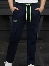 Boys' Navy Blue Multi-Pocket Utility Cargo Track Pants